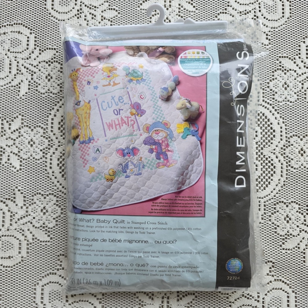 DIMENSIONS Printed Cross Stitch Baby Quilt Kit, 99.9% Unfinished, 72724 Animals